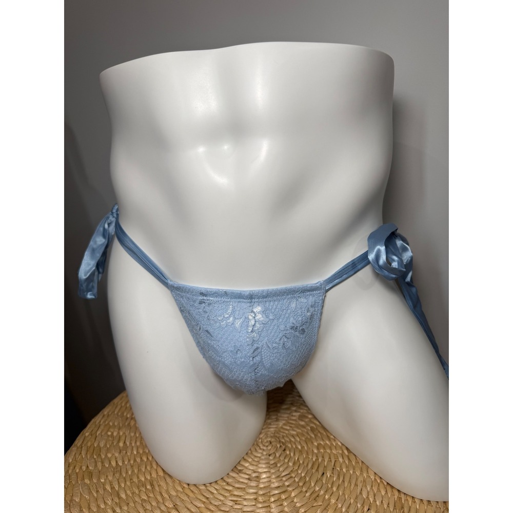 Cosabella Never Say Never Men's Italian Thong Aasmani Blue Silk Ties S NWT - Picture 7 of 16